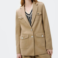 Blazer Hering Com Bolsos Feminino - Bege