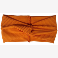 Faixa De Cabelo Larga Malha Canelada Com Elastano Academia Cor Laranja