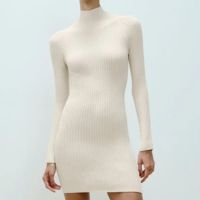 Vestido Mini Canelado Cru