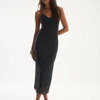 Vestido tule brilhos preto