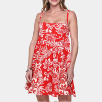 Vestido Farm Curto Arara Floral - Vermelho