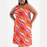 Marguerite - Vestido Psicodélico Rosa em Poliflex