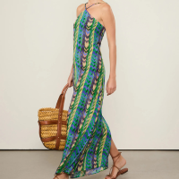 Vestido Midi Costas Amarração Estampado