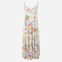 Vestido Long Midi de Alça em Algodão com Frutas Estampadas Multicores