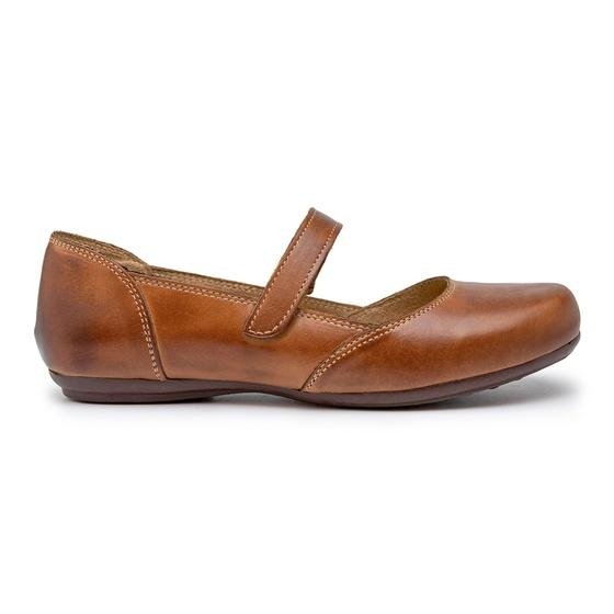 Sapatilha Feminina Mary Jane De Couro Bailarina Boneca Retro