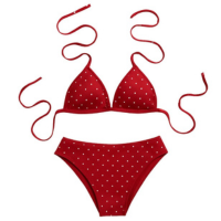 Biquíni Infantil Poá Vermelho Cortininha Conforto e Estilo