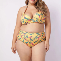 Biquíni Plus Size Top Avulso com Bojo Estampado Amarelo