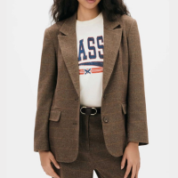 blazer feminino oversized em lã - marrom