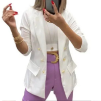 Blazer Feminino Alfaiataria Casaco Social Com Botão Lindo - M & K Shop