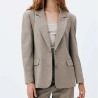 blazer feminino oversized em lã - cinza