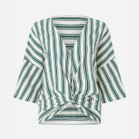 Blusa em Malha de Algodão com Detalhe Torcido na Barra e Estampa Listras Ve