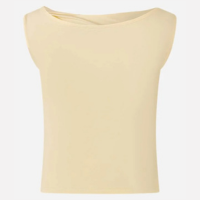 Blusa em Microfibra sem Mangas com Ombro Torcido Amarelo