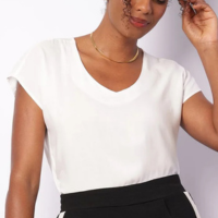 Blusa Feminina Berry & Co. Viscose Manga Curta Branca