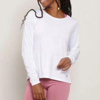 Blusa Feminina Fitness Manga Longa Fitter Branca