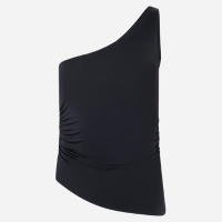 Blusa Ombro Único em Microfibra com Ponta Assimétrica Preto