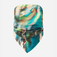 Blusa Tomara que Caia em Crepe com Barra de Ponta e Estampa Abstrata Verde