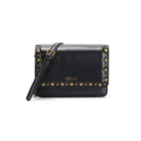 Bolsa Transversal Pequena Soft Preta Tachas Metalizadas