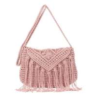 Bolsa Artesanal De Crochê Boho Envelope Clutch Com Borla