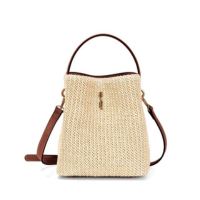 Bolsa Bucket Tramado Marrom Alça Dupla