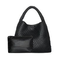 Bolsa De Ombro Grande De Couro Trançado Para Mulheres, Bolsa Macia, Shopper