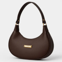 Bolsa Meia Lua Feminina Preta Branca Baguete de Ombro Bege - NoBrand