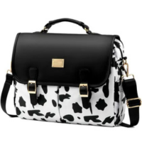 Bolsa para laptop LOVEVOOK para mulheres com estampa de vaca preta de 15,6