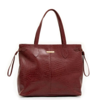 Bolsa Shopping Couro Croco Bordô