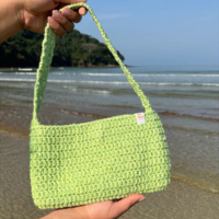 Bolsa simples de crochê para passeio, feita a mão com barbante ecológico