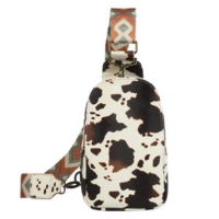 Bolsa Sling Mzjeaziany - Estampa de Vaca - Bolsa de Peito em Couro PU para