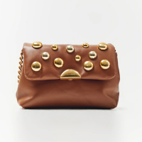 Bolsa Couro Tira Colo Esferas - Caramelo