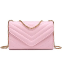 Bolsa tiracolo feminina Dasein pequena acolchoada rosa noturno