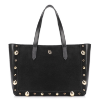 Bolsa Tote Esferas Couro Camurça/Couro Preto