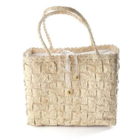 Bolsa Tote-Shopper Palha Natural Feminina Forro Tecido Praia - Ana Viégas