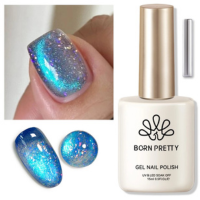 BORN PRETTY Cat Magnético Eye Gel Esmalte Céu Azul Glitter Soak Off Verniz