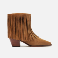 Bota Marrom Acamurçada Cano Curto Western Franjas