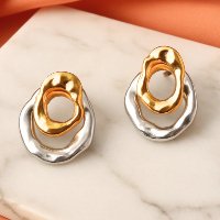 Brinco Feminino Dourado e Prata Maria de Fátima Novela Vale Tudo