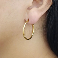 Brincos Feminino Argolas Aço Inox Dourada 2,5 CM Luxo Não Escurecem Festa e