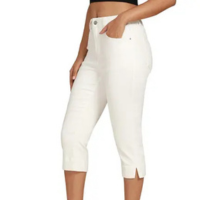 Calça Capri luvamia, jeans casuais de verão, cintura alta, branca