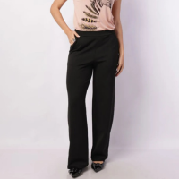 Calça Feminina Pantalona Crepe com Bolsos Preta