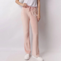 Calça Feminina Plush Reta Com Bordado Cordão Rosa