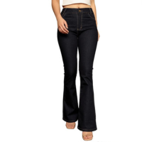 Calça Jeans Feminina Flare Lavagem Escura Premium Conforto - Azul Escuro