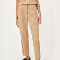 calça feminina em alfaiataria com linho - bege