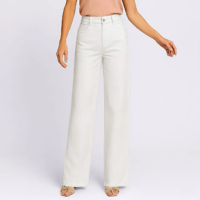 Calça Sarja Feminina Wide Leg com Bolsos Branca