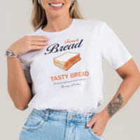 Camisa Feminina Branca Bread Roupa Mulher 100% Algodão