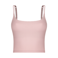 Camiseta Alças Finas Com Bojo Removível Em Microfibra Bege Ballet