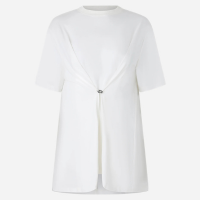 Camiseta Alongada em Algodão com Piercing Aplicado Branco