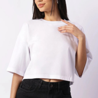 Camiseta Cropped Básica Manga 34 Branca