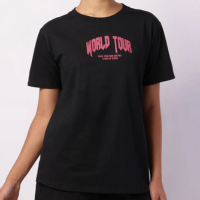 Camiseta Feminina Algodão com Estampa Frente Costas Preta