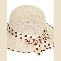 Chapéu Feminino de Praia com Laço Poá Elegante Proteção Solar Verão chapéu