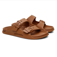 Chinelo Papete Confortável Tira Dupla - Caramelo